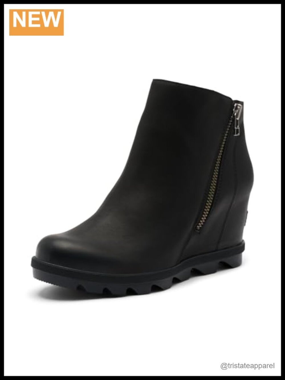 Sorel Joan Rhapsody Zip Wedge Bootie, Leather Ankle Boot, Zip Closure